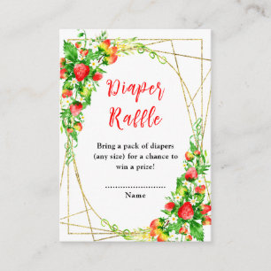 Erdbeeren und Gänseblümchen Baby Shower Windel-Raf Begleitkarte