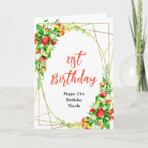 Erdbeeren und Gänseblümchen Geburtstag Karte