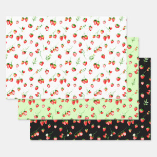 Erdbeeren und Gänseblümchen Muster Geschenkpapier Set