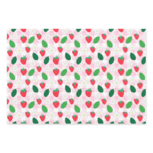 Erdbeeren und Gingham Pink & Green Wrapping Paper