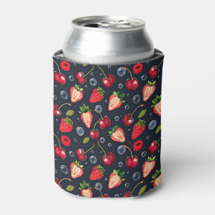 Erdbeeren und Kirschen auf dunklem Hintergrund Dosenkühler