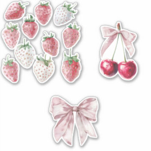 Erdbeeren und Kirschen Aufkleber