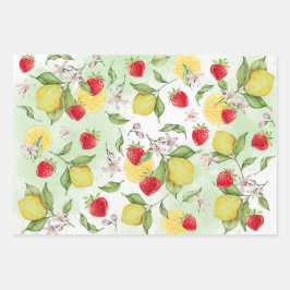 Erdbeeren und Lemon Wrapping Paper Geschenkpapier Set