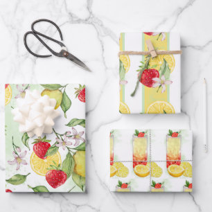 Erdbeeren und Lemon Wrapping Paper Geschenkpapier Set
