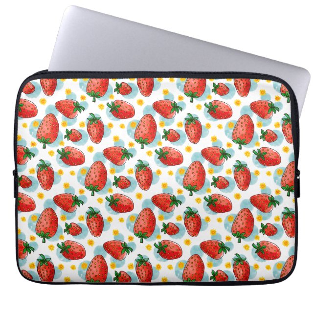 Erdbeeren und Milcherzeugnisse Laptopschutzhülle (Vorderseite)