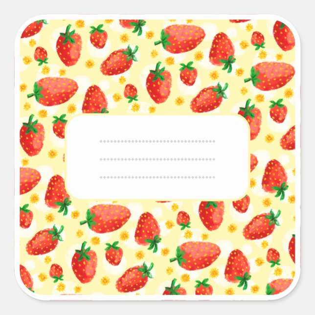 Erdbeeren und Milchsorten Quadratischer Aufkleber (Vorderseite)