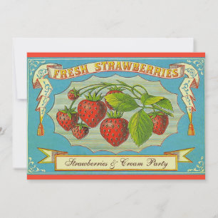 Erdbeeren und Party Einladung