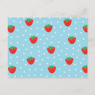 Erdbeeren und Polka Dots Blue Postkarte