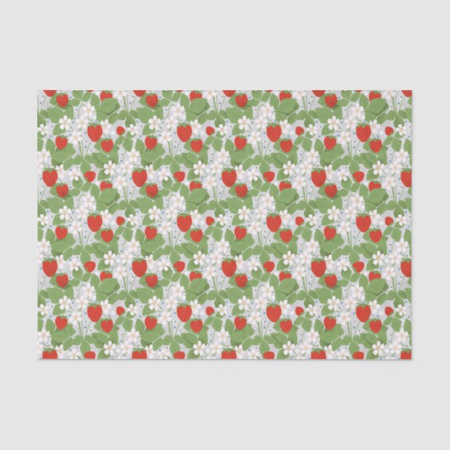 Erdbeeren und rosa und weiße Blume Seidenpapier (Vorderseite)
