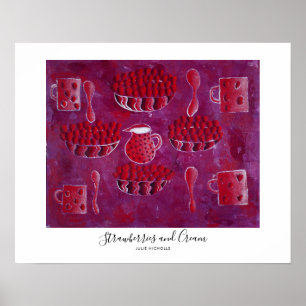 Erdbeeren und Sahne Gemälde Poster