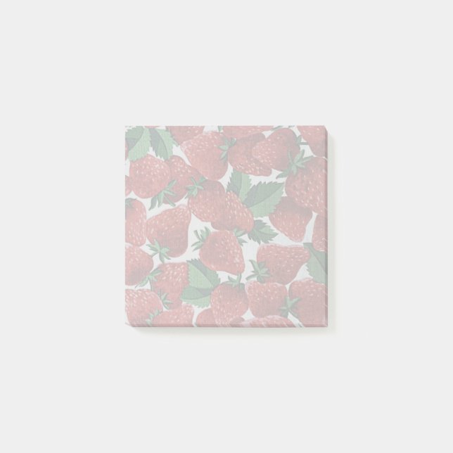 Erdbeeren-und-Sahne-Muster Post-it Klebezettel (Vorderseite)