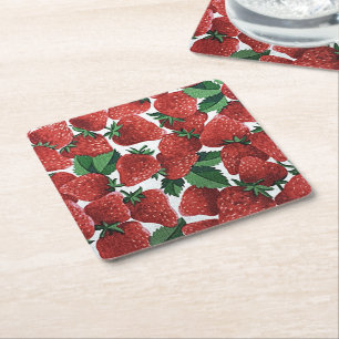 Erdbeeren und Sahne Rechteckiger Pappuntersetzer