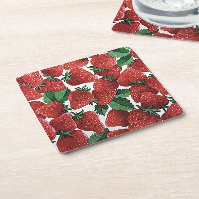 Erdbeeren und Sahne Rechteckiger Pappuntersetzer (angewinkelt)