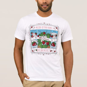 Erdbeeren und T - Shirt aus Creme/Weiß