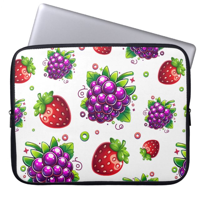 Erdbeeren und Trauben. Farbige Berries Laptopschutzhülle (Vorderseite)