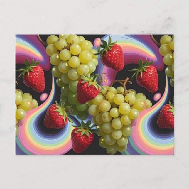 Erdbeeren und Trauben Frucht Swirl Postkarte (Vorderseite)