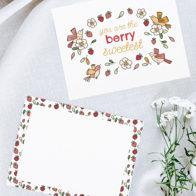 Erdbeeren und Vögel Berry Sweetest Postkarte (Von Creator hochgeladen)