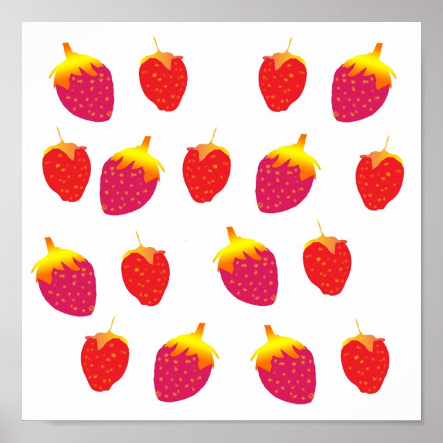 Erdbeeren Vector Zeichnend Poster (Vorne)