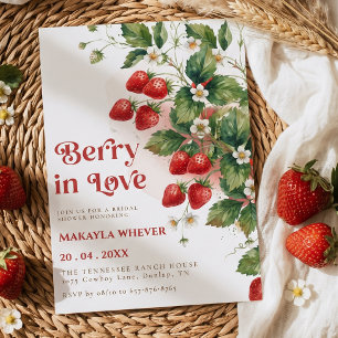 Erdbeeren verliebt Wasserfarbe Junggesellinnenabsc Einladung