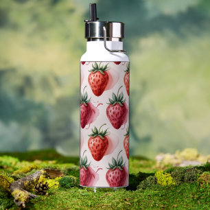 Erdbeeren Vintage Boho Sommer Picknick Trinkflasche
