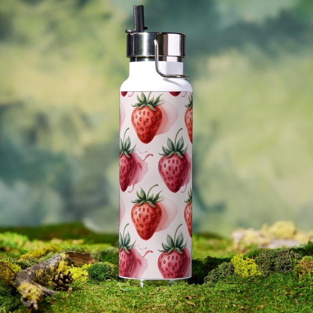 Erdbeeren Vintage Boho Sommer Picknick Trinkflasche (Außenbereich)