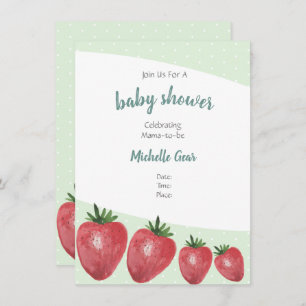 Erdbeeren Wasserfarbe Handgestrichen auf Minze