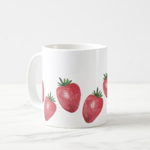 Erdbeeren Wasserfarben Handgestrichen Kaffeetasse