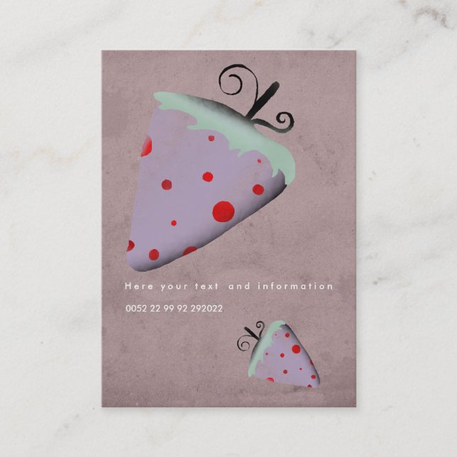 Erdbeeren Wirbel rote Polka Punkte Visitenkarten Visitenkarte (Vorderseite)