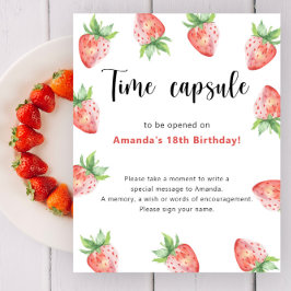Erdbeeren Zeit Kapsel 1. Geburtstag Poster