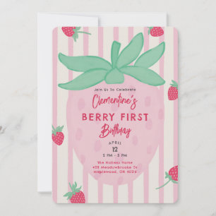Erdbeeren zum ersten Geburtstag Einladung