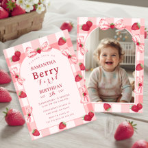 Erdbeeren zum ersten Geburtstag Foto-Schleife Ging