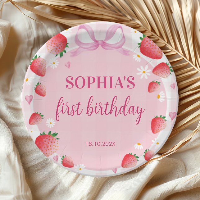 Erdbeeren zum ersten Geburtstag Pappteller (Von Creator hochgeladen)