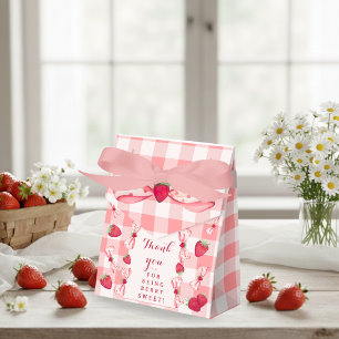Erdbeeren zum ersten Geburtstag rote Gingham-Schle Geschenkschachtel