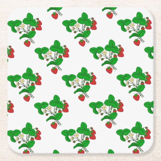 Erdbeeren zum Frühstück Rechteckiger Pappuntersetzer (Vorderseite)