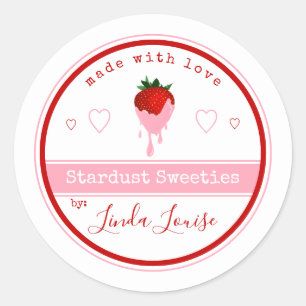 Erdbeeretiketten mit Schokolade Runder Aufkleber