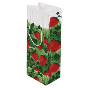 Erdbeerfeld Geschenktüte Für Weinflaschen
