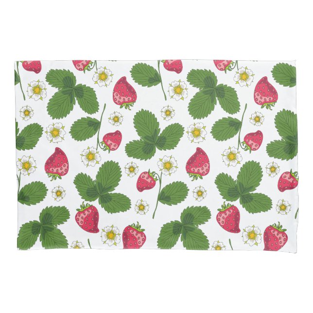 Erdbeerfelder in Weiß Kissenbezug (Vorderseite-Links)