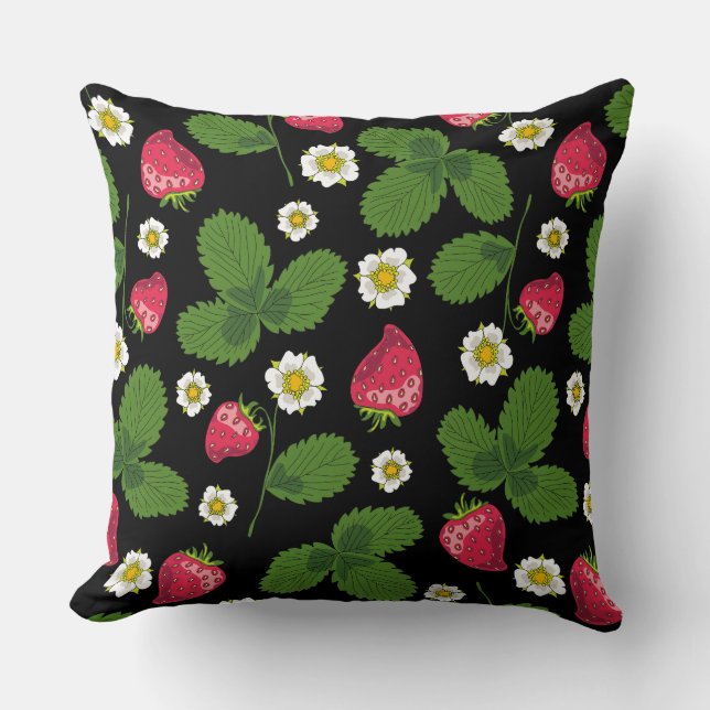 Erdbeerfelder Kissen (Vorderseite)