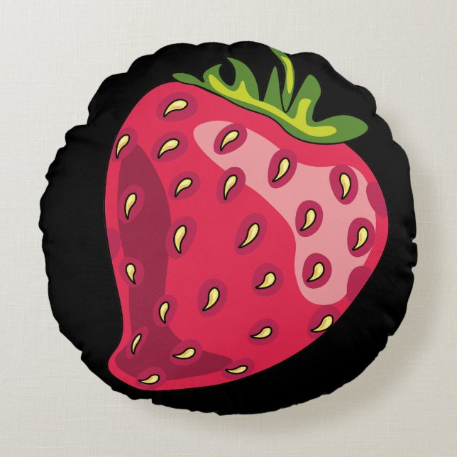 Erdbeerfelder Rundes Kissen (Vorderseite)