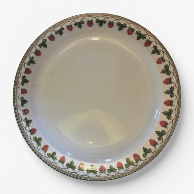 Erdbeerfrucht, Wedgwood Etruria, Papier c1900 Pappteller (Vorderseite)