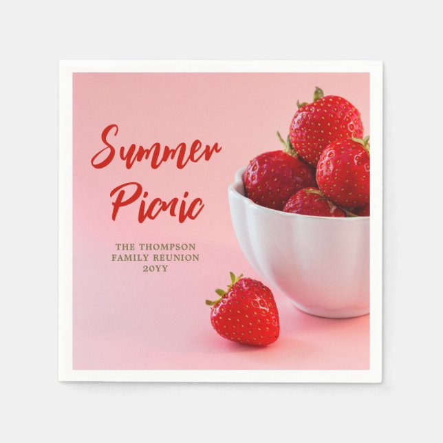 Erdbeerfrüchte Bild Sommer Picknick Familientreffe Serviette (Vorderseite)