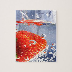Erdbeerfrüchte in Wasserfotografie schön Puzzle