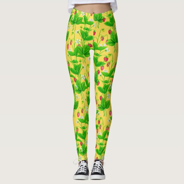 Erdbeergarten auf gelb leggings (Vorderseite)