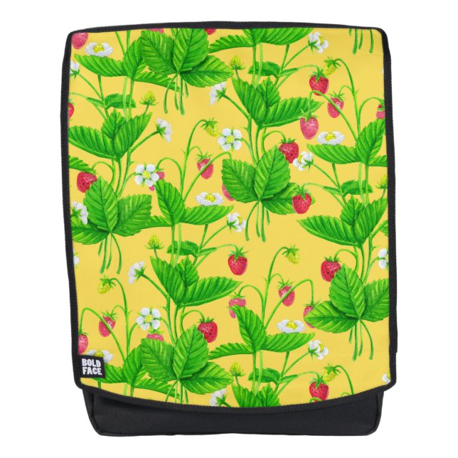 Erdbeergarten auf gelb rucksack (Vorderseite)