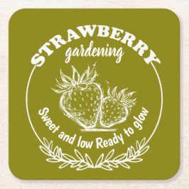 Erdbeergarten Rechteckiger Pappuntersetzer