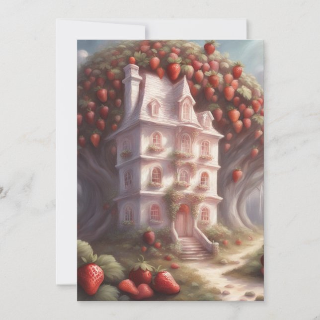 Erdbeerhaus und Party Einladung (Vorderseite)