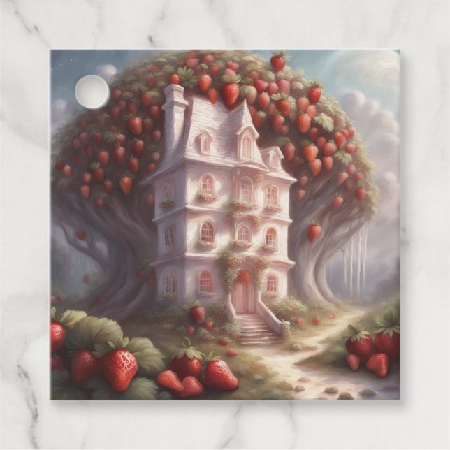 Erdbeerhaus und Party Geschenkanhänger (Vorderseite)