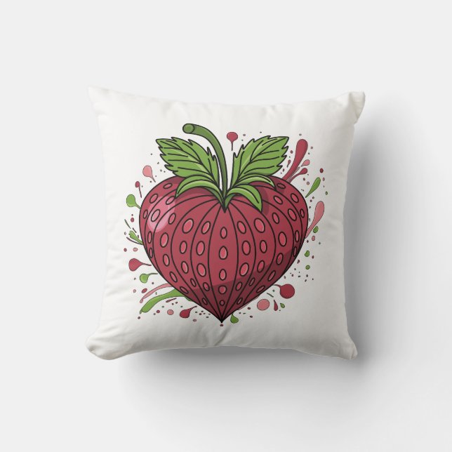 Erdbeerherz Kissen (Vorderseite)