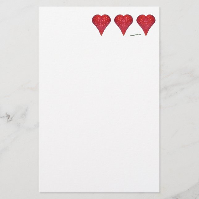 Erdbeerherzen Briefpapier (Vorderseite)