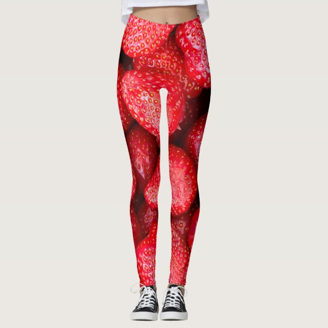 Erdbeerhintergrund Leggings (Vorderseite)